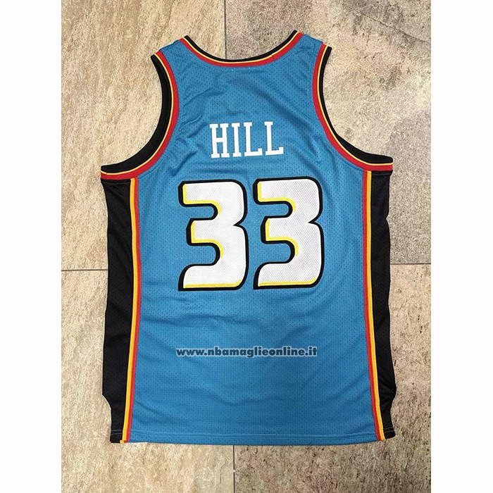 Maglia Detroit Pistons Grant Hill No 33 Mitchell & Ness 1998-99 Blu